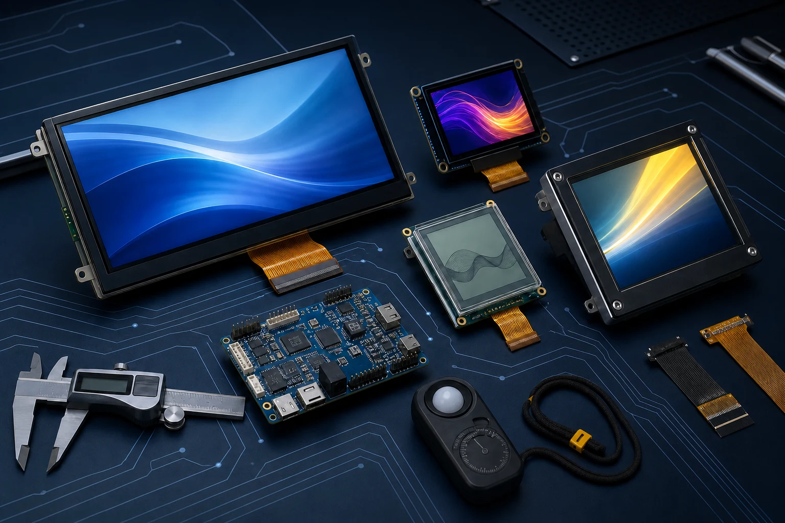 TFT, OLED and LCD modules arranged for engineering evaluation